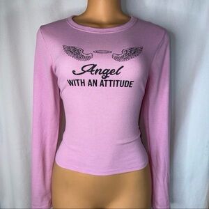 Rue21 Pink Angel Graphic Long Sleeve Top